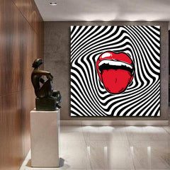 POP ART Abstract Red Open Mouth Poster - Square Pop Art Canvas Print Artesty   