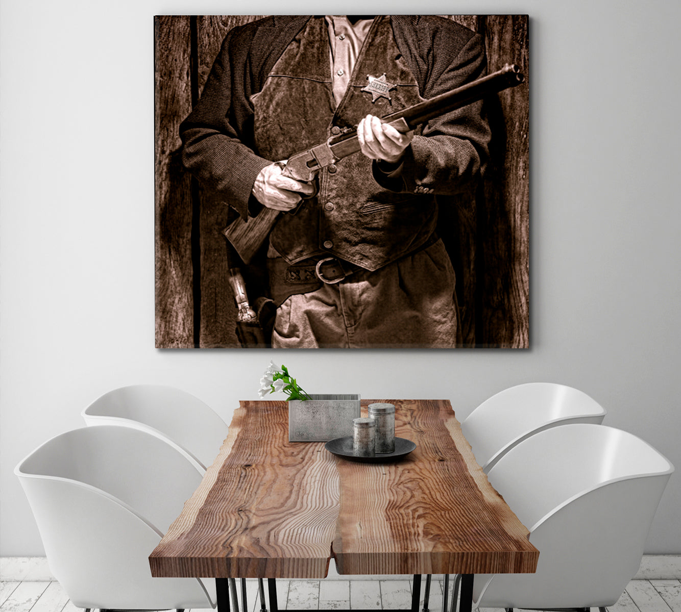 SHERIFF & RIFLE Wild West Retro Cowboy Style Art Canvas Print – Artesty.com