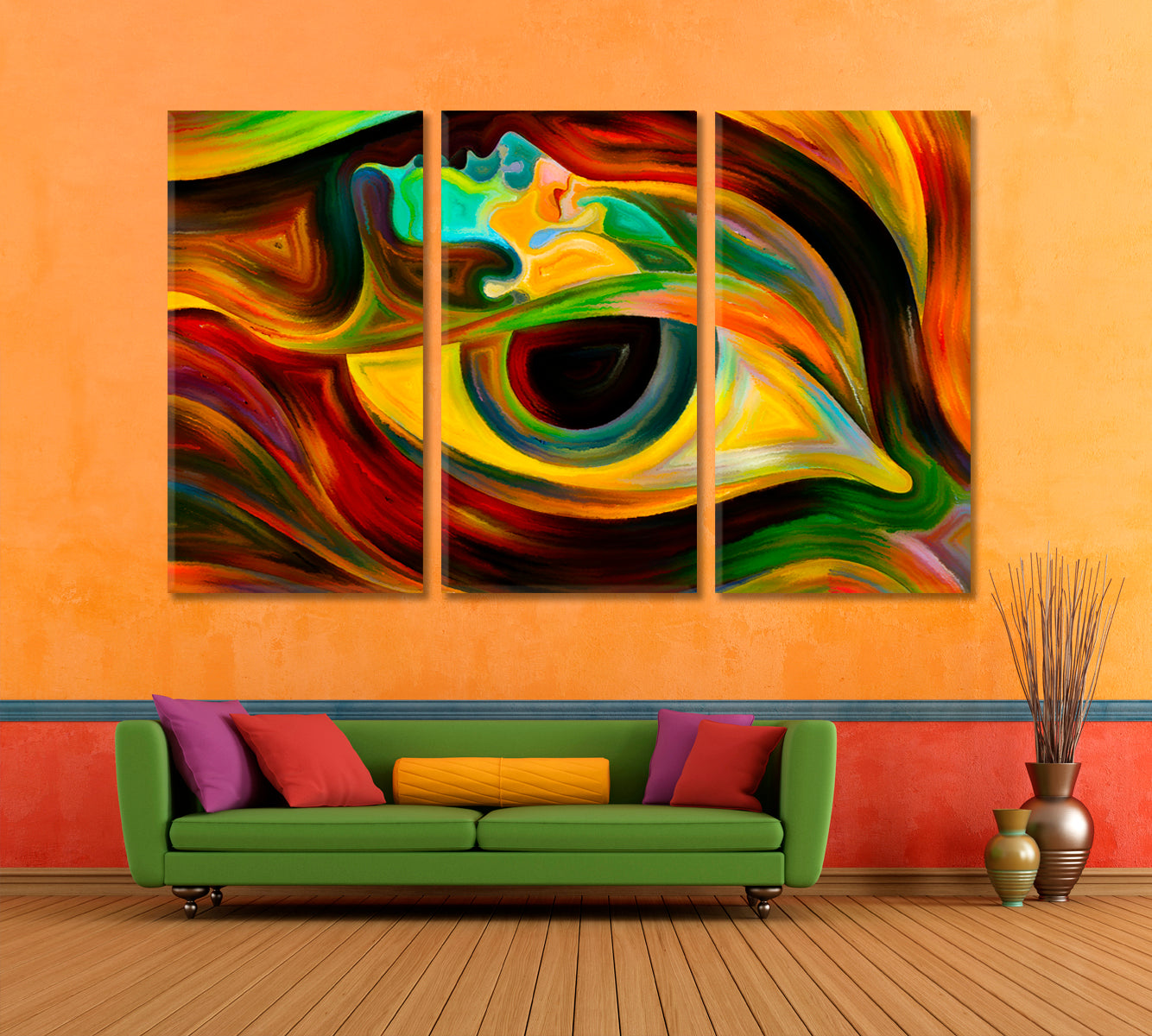 Abstract Colorful Human Face and Eye Consciousness Art Artesty   