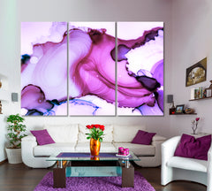 SPRING Ink Pattern Lavender Marble Style Colorful  Magenta Lilac Pink Fluid Art, Oriental Marbling Canvas Print Artesty 3 panels 36" x 24" 