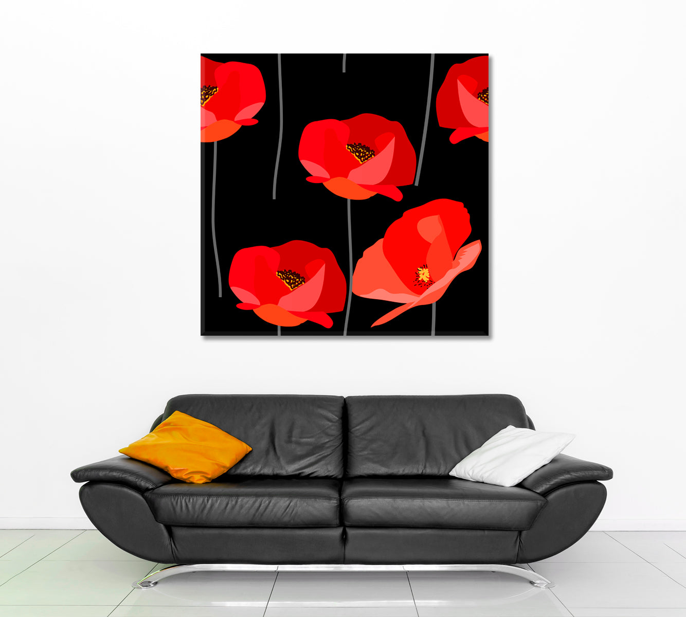 RED POPPIES Vivid Floral Pattern Poster Floral & Botanical Split Art Artesty   