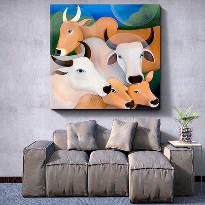 Cows Sacred Asian Animals Contemporary Fine Art Animals Canvas Print Artesty   