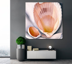 Two Pink Shells Woman's Art Abstract Forms - Square Abstract Art Print Artesty   