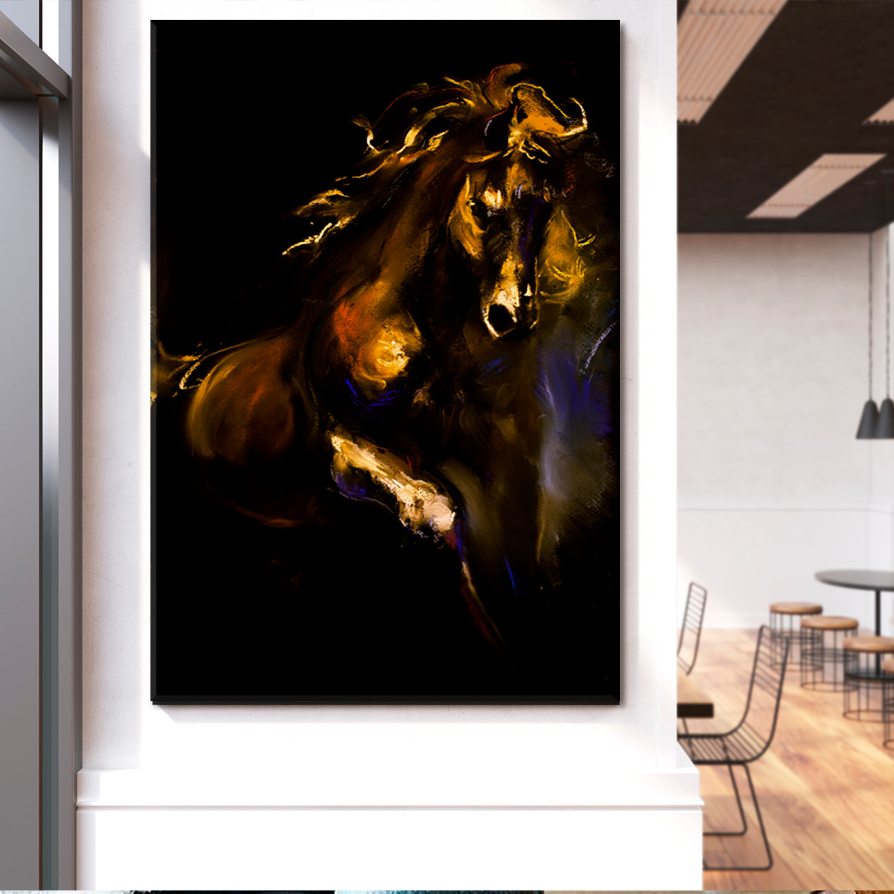 Pastel Portrait Brown Horse Modern Art Animals Canvas Print Artesty   