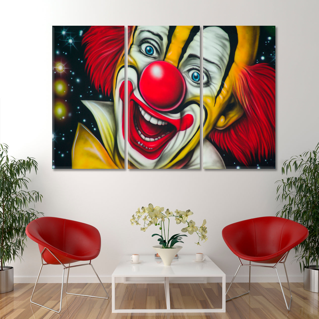 Circus Colorful Clown Fine Art Artesty 3 panels 36" x 24" 