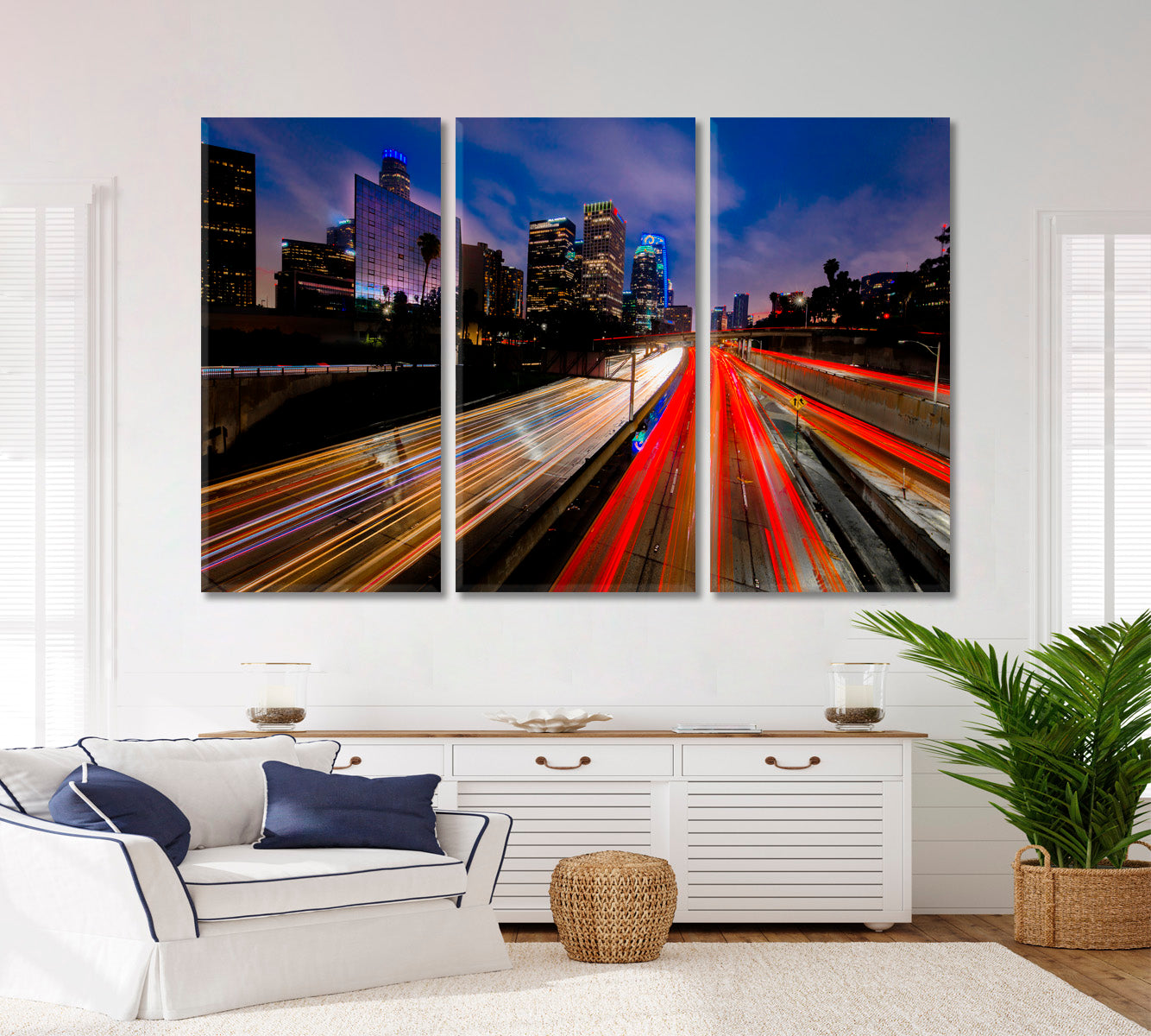 ROADS TRAILS Streaked Car Lights Road To Downtown Los Angeles Cities Wall Art Artesty   