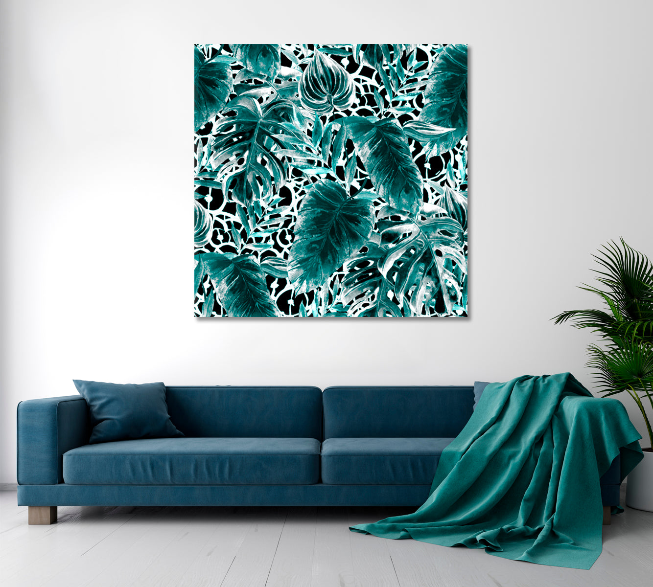 Abstract Turquoise Watercolor Tropical Exotic Plants Art Tropical, Exotic Art Print Artesty   