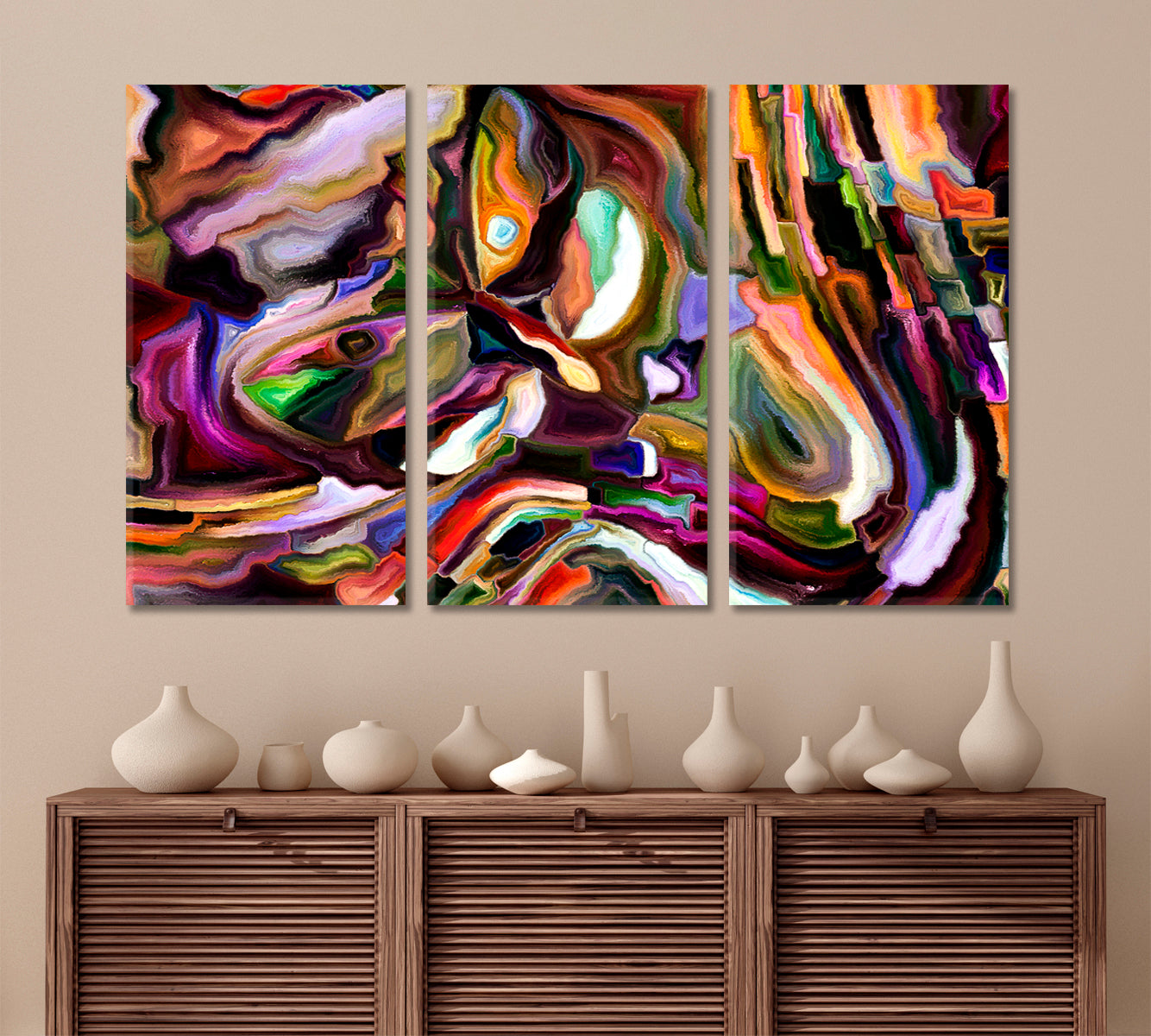 Nature In Colors And Shapes Abstract Pattern Abstract Art Print Artesty 3 panels 36" x 24" 