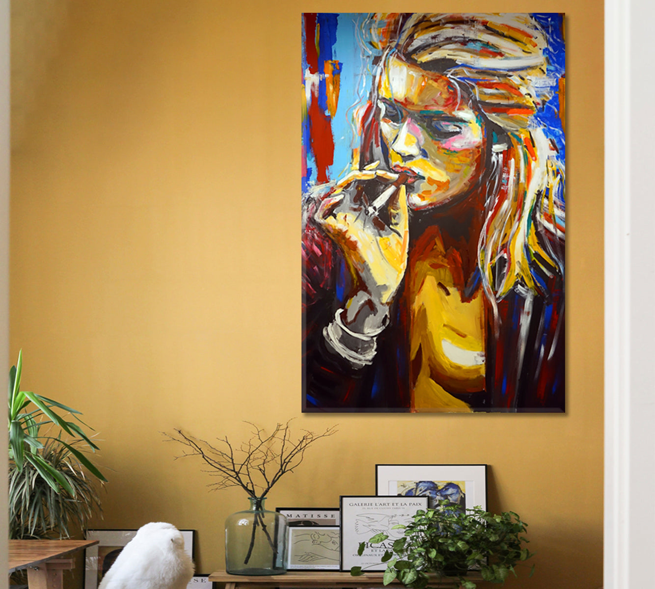 INNER-CITY QUEEN | Smoking Girl Modern Poster Grunge Canvas Print - Vertical Fine Art Artesty   