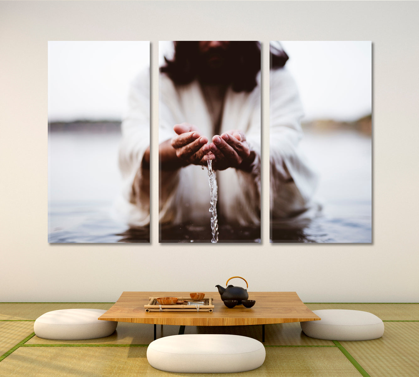 Jesus Christ Beautiful Art Religious Modern Art Artesty 3 panels 36" x 24" 