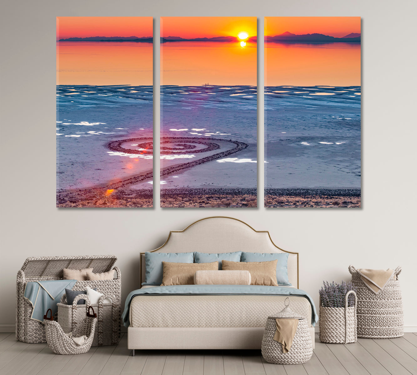 Spiral Jetty Giant Earthwork Sculpture Robert Smithson Great Salt Lake Scenery Landscape Fine Art Print Artesty 3 panels 36" x 24" 