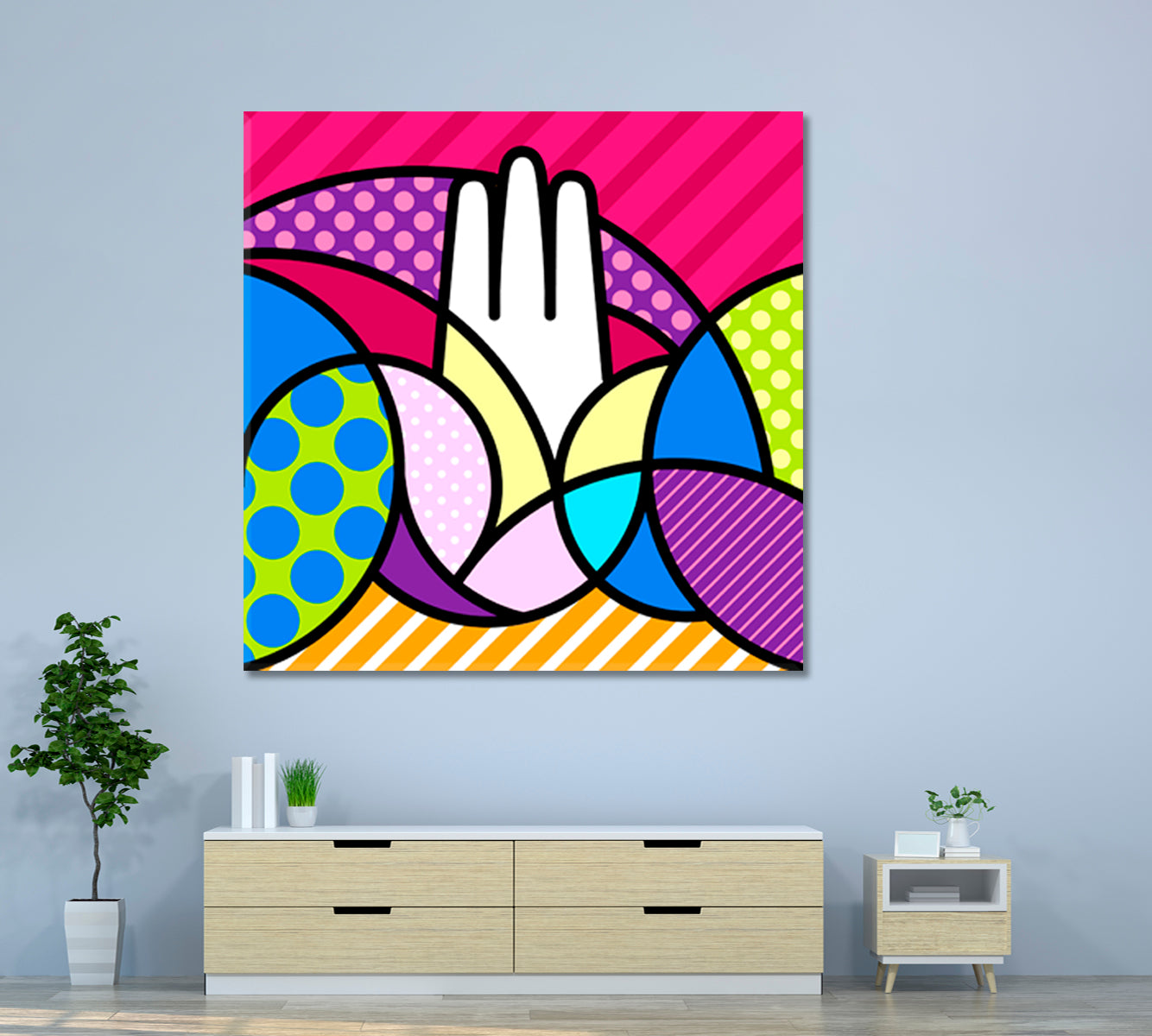 HAMSA HAND Sacred Geometry Modern Pop Art Religious Symbol Pop Art Canvas Print Artesty   