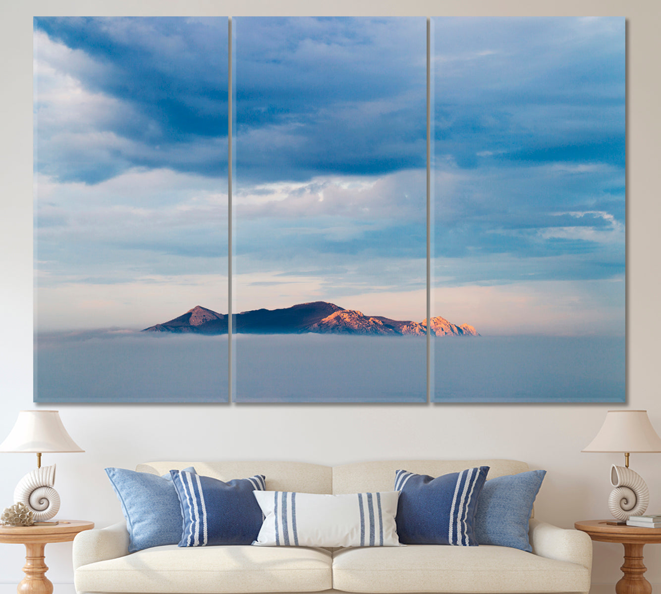 Beautiful Blue Sky Clouds Hill Panoramic Picturesque Landscape Canvas Print Scenery Landscape Fine Art Print Artesty   