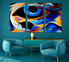 Intuition, Human Profile and Eye Consciousness Art Artesty 3 panels 36" x 24" 