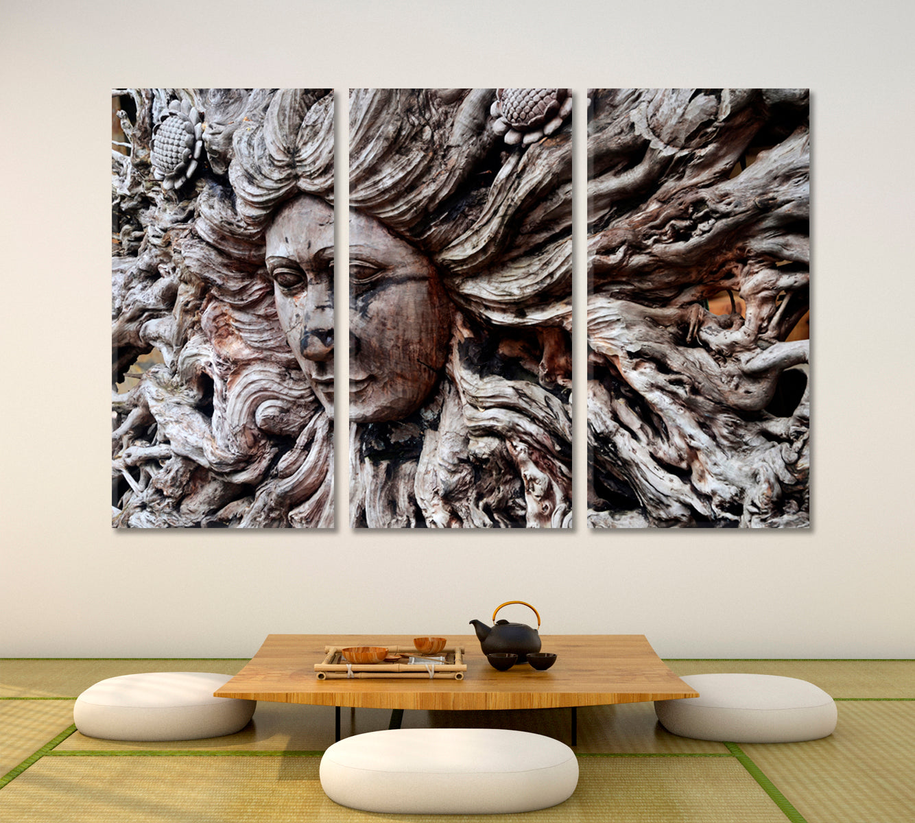 ROOT CARVING  Wood Amasing Nature Abstract Naturalism Art Abstract Art Print Artesty 3 panels 36" x 24" 