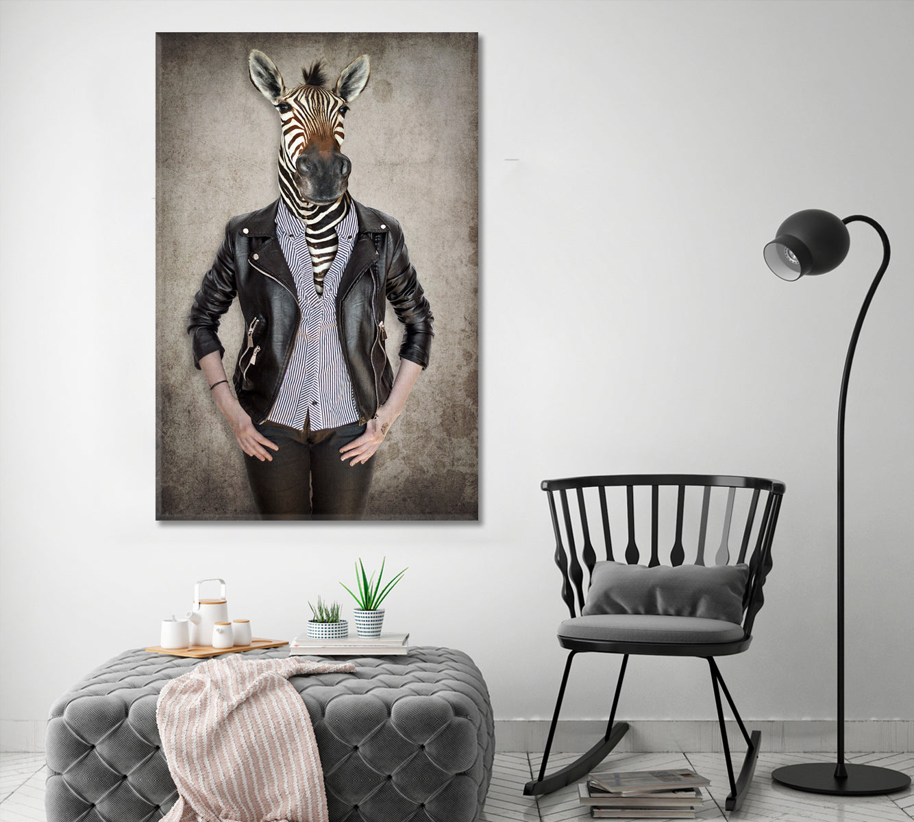 HIPSTER ZEBRA Vintage Style Poster Fashion Canvas Print Artesty   