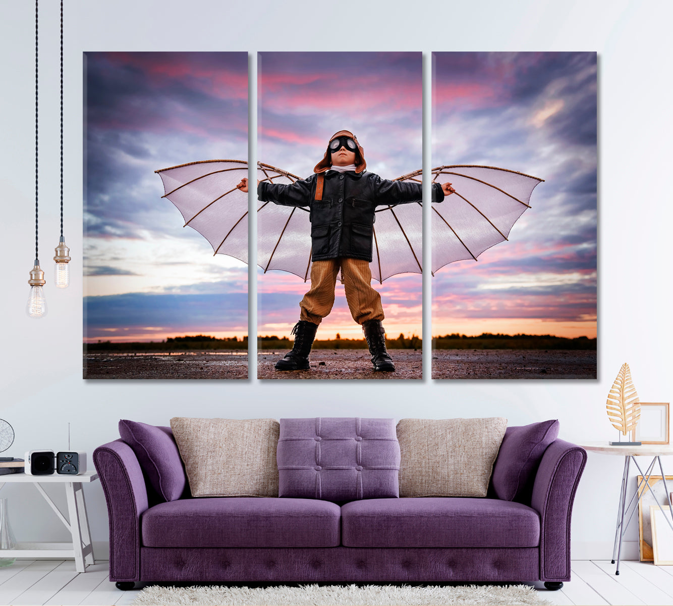 Pilot and Dreams of Flying Poster Photo Art Artesty 3 panels 36" x 24" 