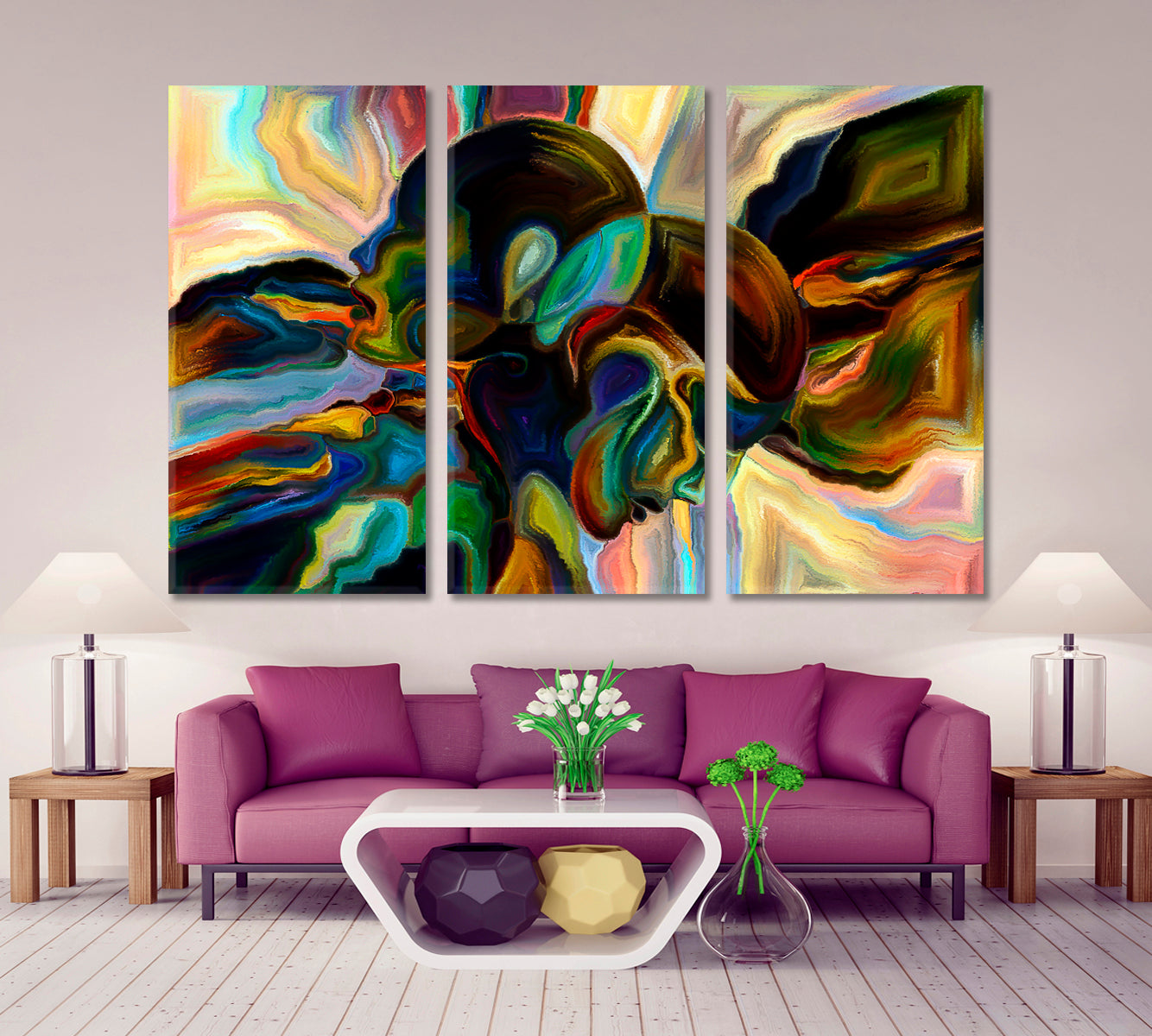 Life In Colors Contemporary Art Artesty 3 panels 36" x 24" 