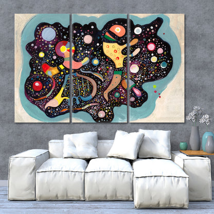 VISUAL SYMPHONY Kandinsky's Motives Modern Abstract Figurative Contemporary Art Artesty 3 panels 36" x 24" 