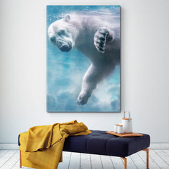 Polar Bear Swimming Underwater Photo Art Animals Canvas Print Artesty   