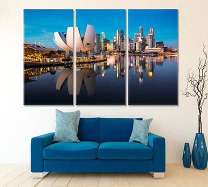 SINGAPORE Urban Business Cityscape Sunset Modern Buildings Cities Wall Art Artesty 3 panels 36" x 24" 