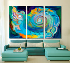 SEA LIFE IN FORMS  Abstract Seashell Vivid Contemporary Abstraction Canvas Print Abstract Art Print Artesty 3 panels 36" x 24" 