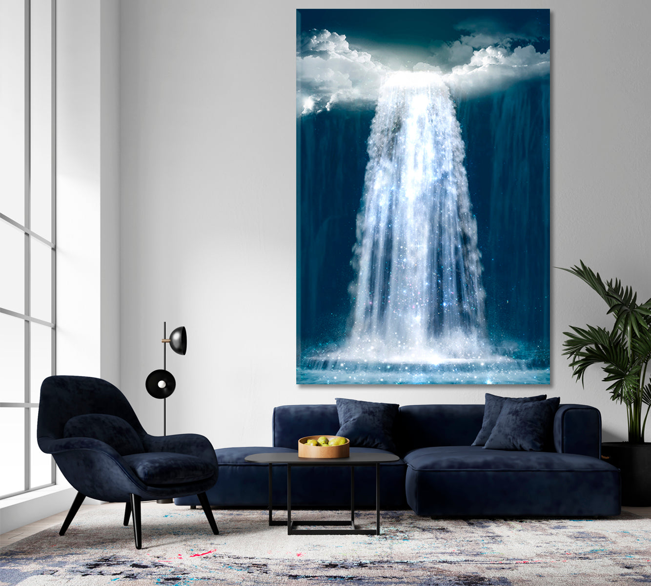 UNREAL Fantasy Waterfall Falls From Heaven Mesmerizing Magical Scenic | Vertical Surreal Fantasy Large Art Print Décor Artesty   