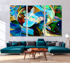 Looking Into Universe Consciousness Art Artesty 3 panels 36" x 24" 