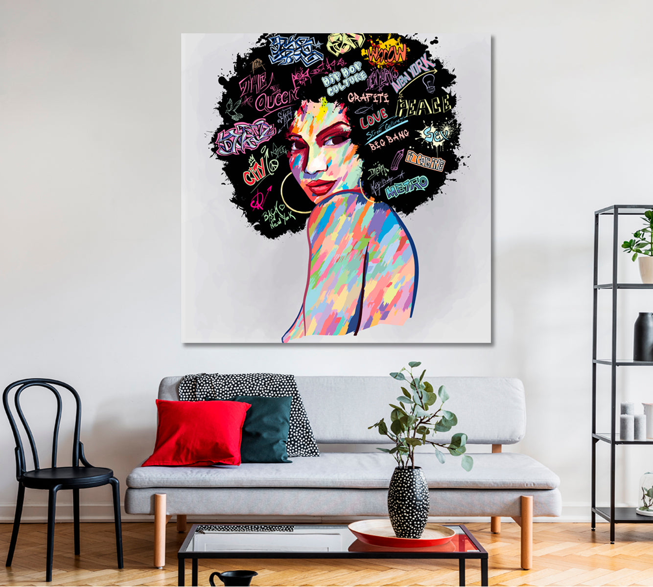 Afro American Woman Abstract Pop Art African Style Canvas Print Artesty   