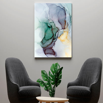 Abstract Veins Alcohol Ink Paint Translucent Free-flowing Fluid Art, Oriental Marbling Canvas Print Artesty   