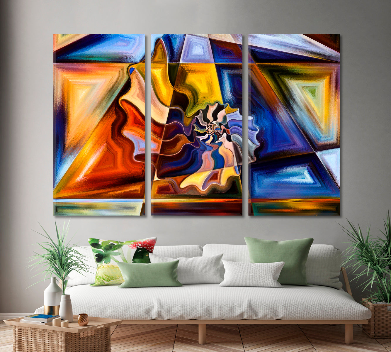 BEST GEOMETRIC ABSTRACT VARIETY Seashell And Forms Contemporary Abstraction Abstract Art Print Artesty 3 panels 36" x 24" 