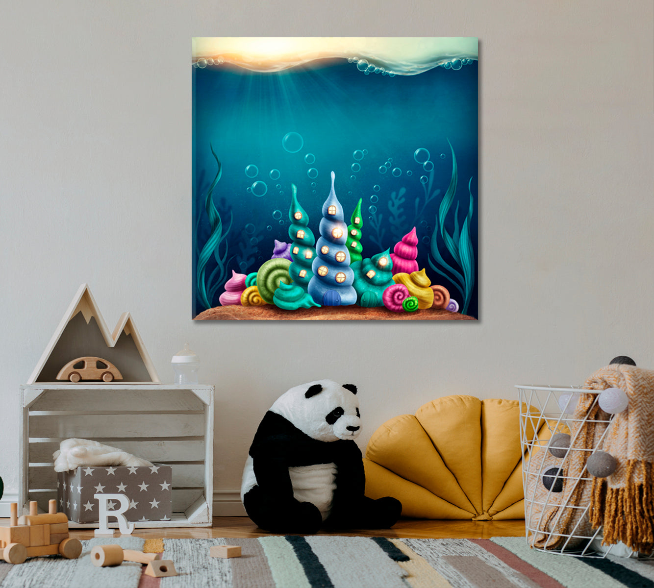 ART FOR KIDS Underwater Kingdom And Shells Kids Room Canvas Art Print Artesty   