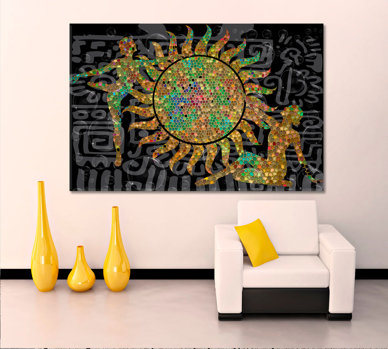 SOLAR ENERGY Constructive Abstract Figurative Boho Pattern Collage Contemporary Art Artesty   