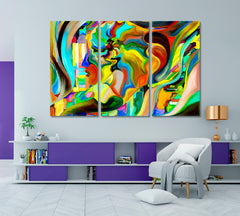 Personification of Nature in Paints Abstract Art Print Artesty 3 panels 36" x 24" 