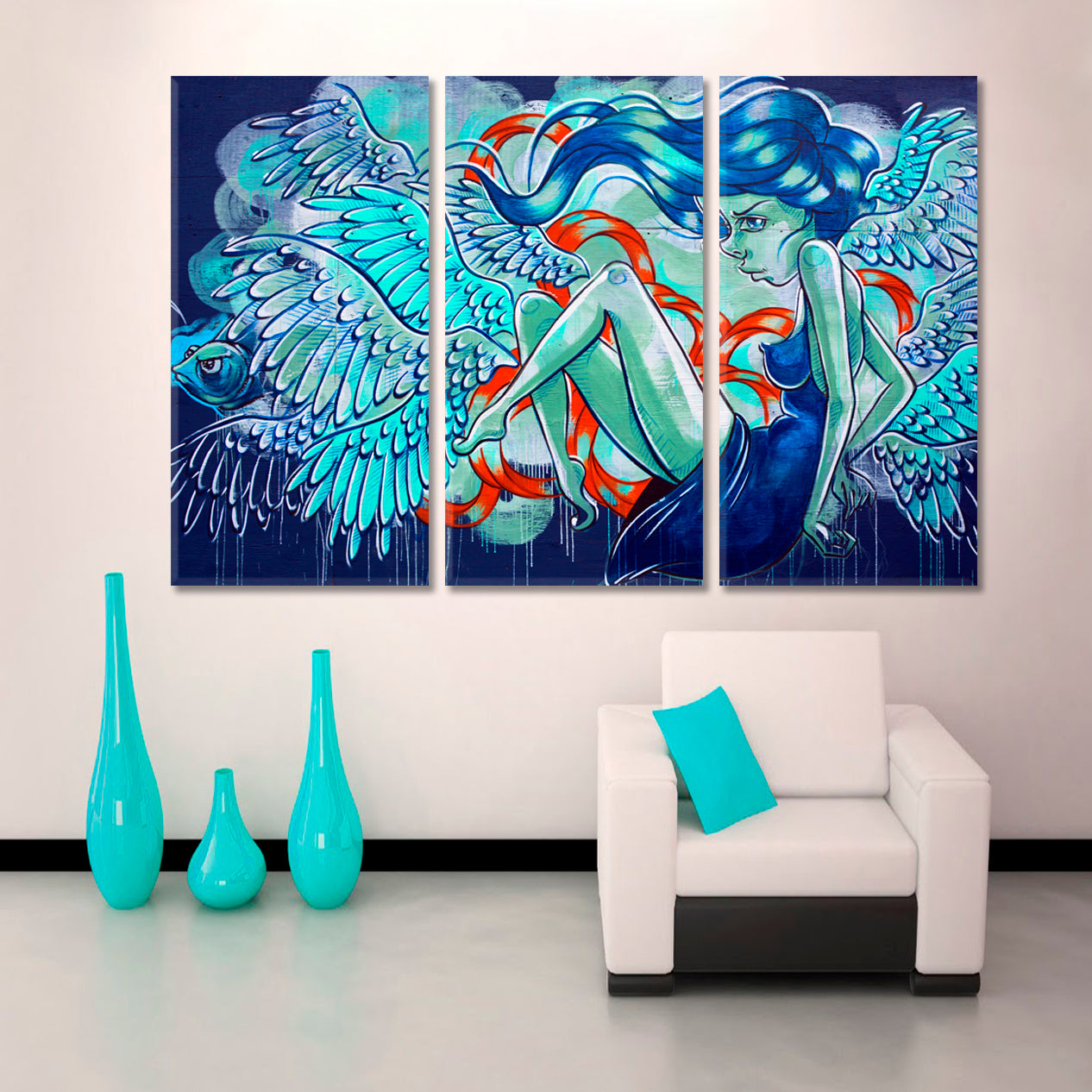 WOMAN | Creative Street Art Contemporary Abstract Art Urban Graffiti Canvas Print Street Art Canvas Print Artesty 3 panels 36" x 24" 