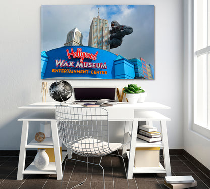 Huge King Kong on Empire State Building Canvas Print Famous Landmarks Artwork Print Artesty   