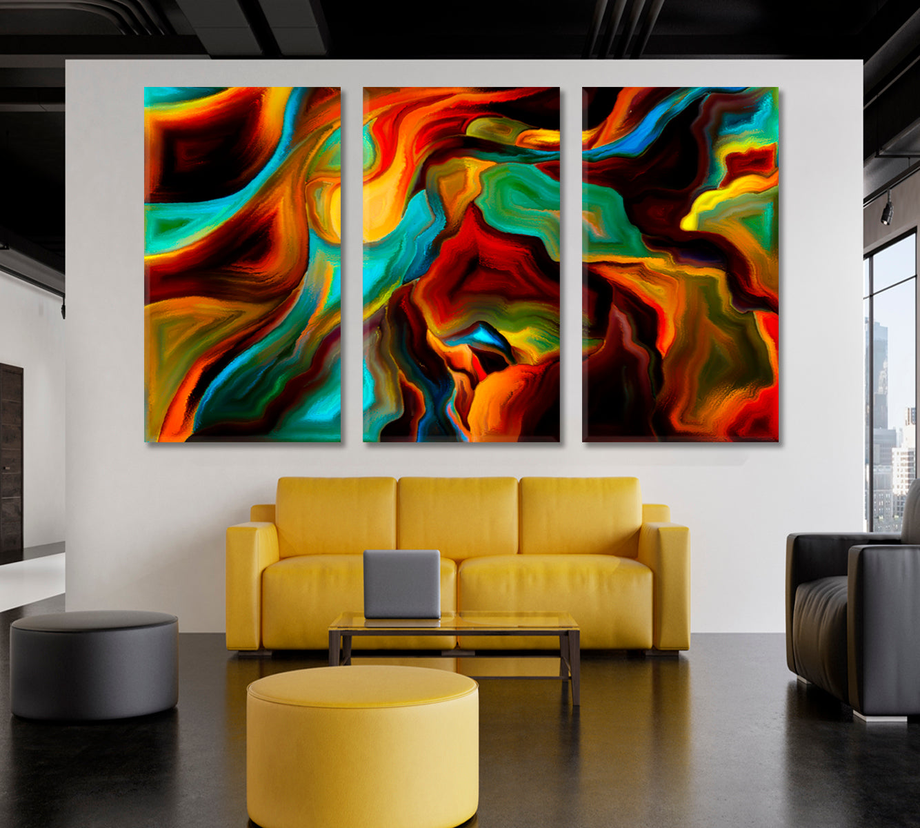 Inside Of Colors And Forms Abstract Design Abstract Art Print Artesty 3 panels 36" x 24" 