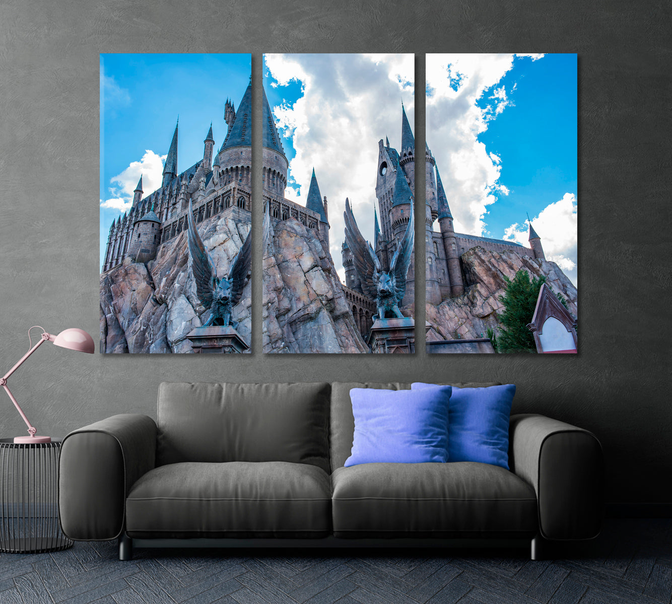 Harry Potter Universal's Islands of Adventure Orlando Florida Poster Famous Landmarks Artwork Print Artesty 3 panels 36" x 24" 