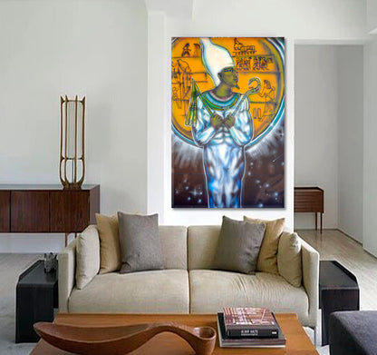 Egyptian God Atum Popular Urban Graffiti San Diego CA USA  Canvas Print - Vertical Street Art Canvas Print Artesty   