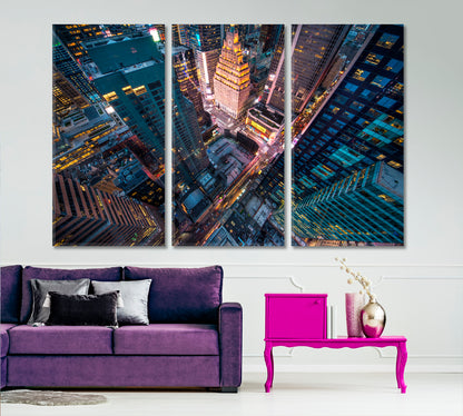 Aerial View of Manhattan New York City Cities Wall Art Artesty 3 panels 36" x 24" 