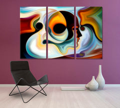 Human Mind Abstract Allegory Consciousness Art Artesty 3 panels 36" x 24" 