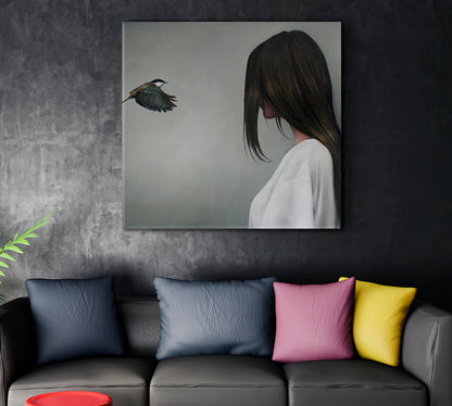 WOMAN AND BIRD Delicacy Elegance Beauty Trendy Modern Fine Art Artesty   