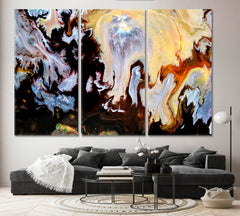 Acrylic Stunning Colors Abstract Marble Pattern Fluid Art, Oriental Marbling Canvas Print Artesty 3 panels 36" x 24" 