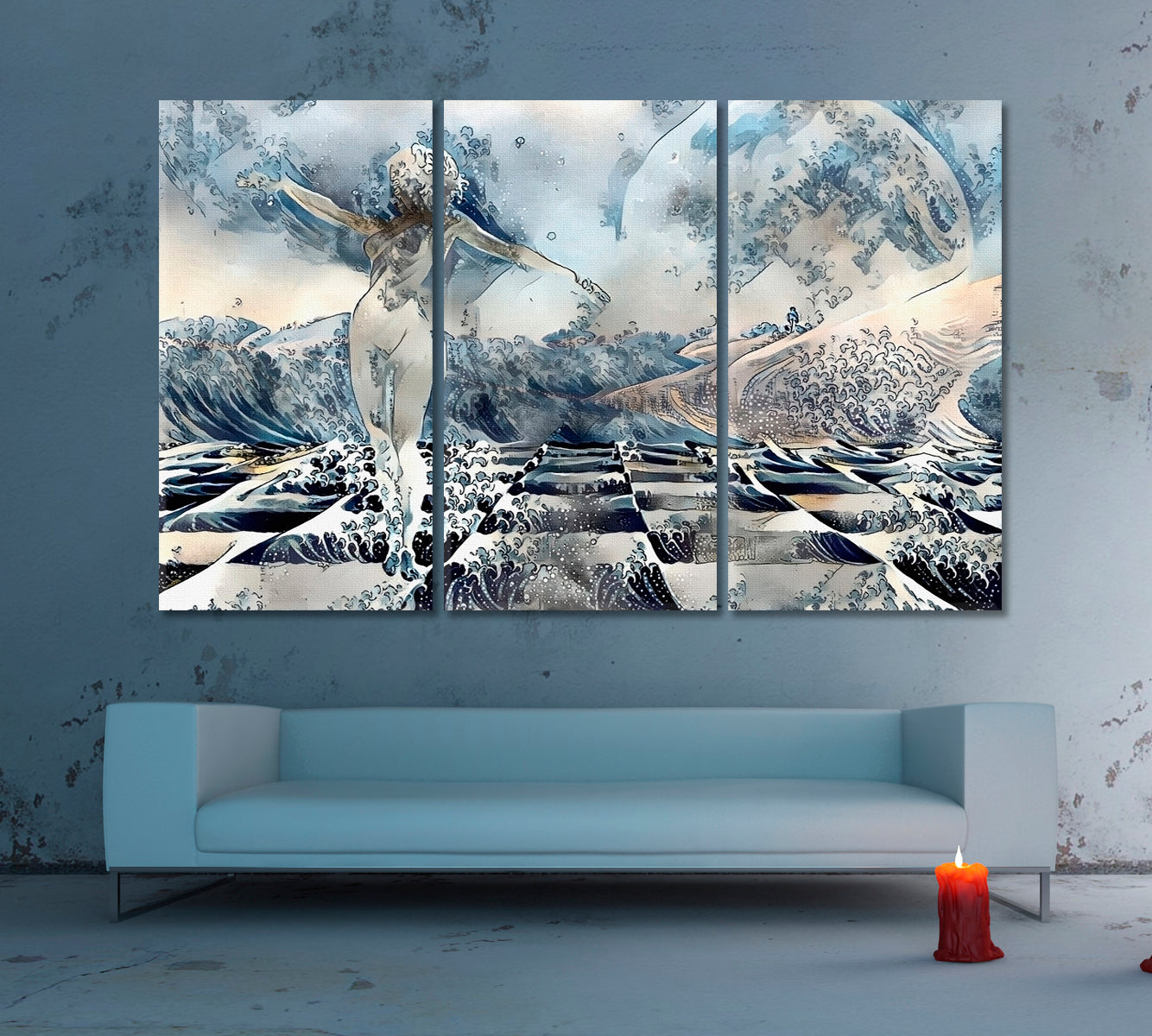 Surreal Woman Surreal Fantasy Large Art Print Décor Artesty 3 panels 36" x 24" 