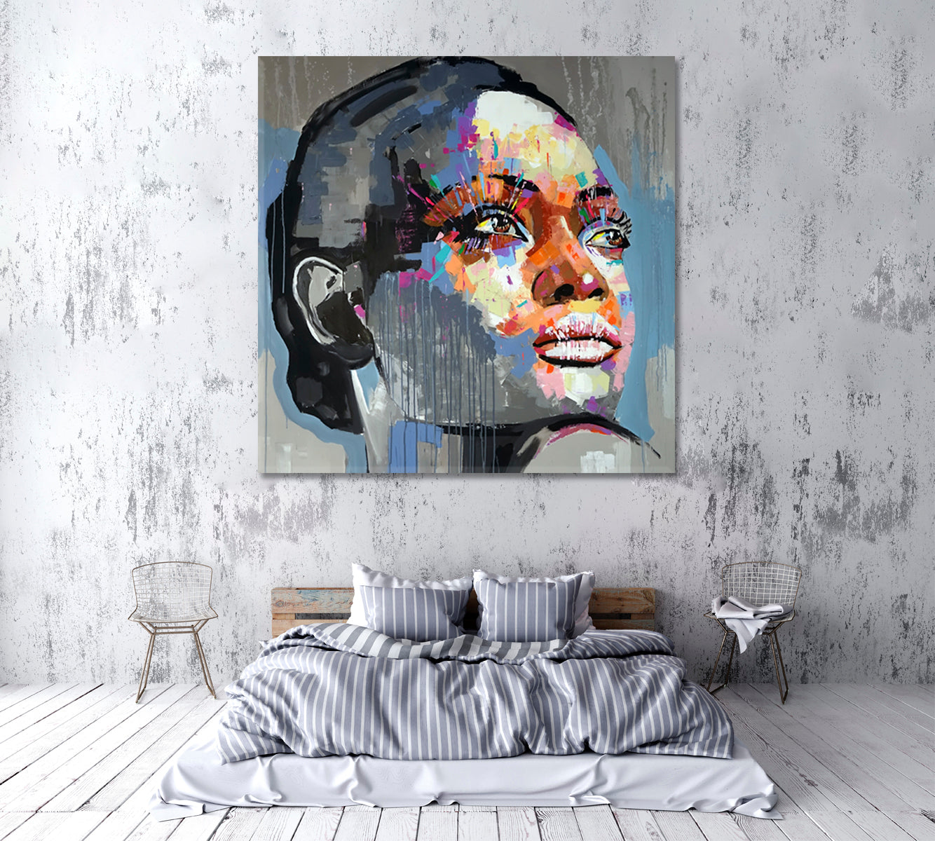 MISS MAGIC Abstract Art Grunge Street Art Style Canvas Print - Square People Portrait Wall Hangings Artesty   