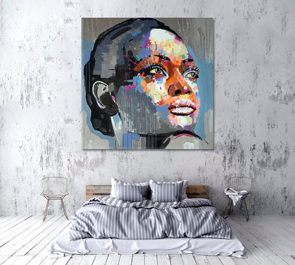 MISS MAGIC Abstract Art Grunge Street Art Style Canvas Print - Square People Portrait Wall Hangings Artesty   