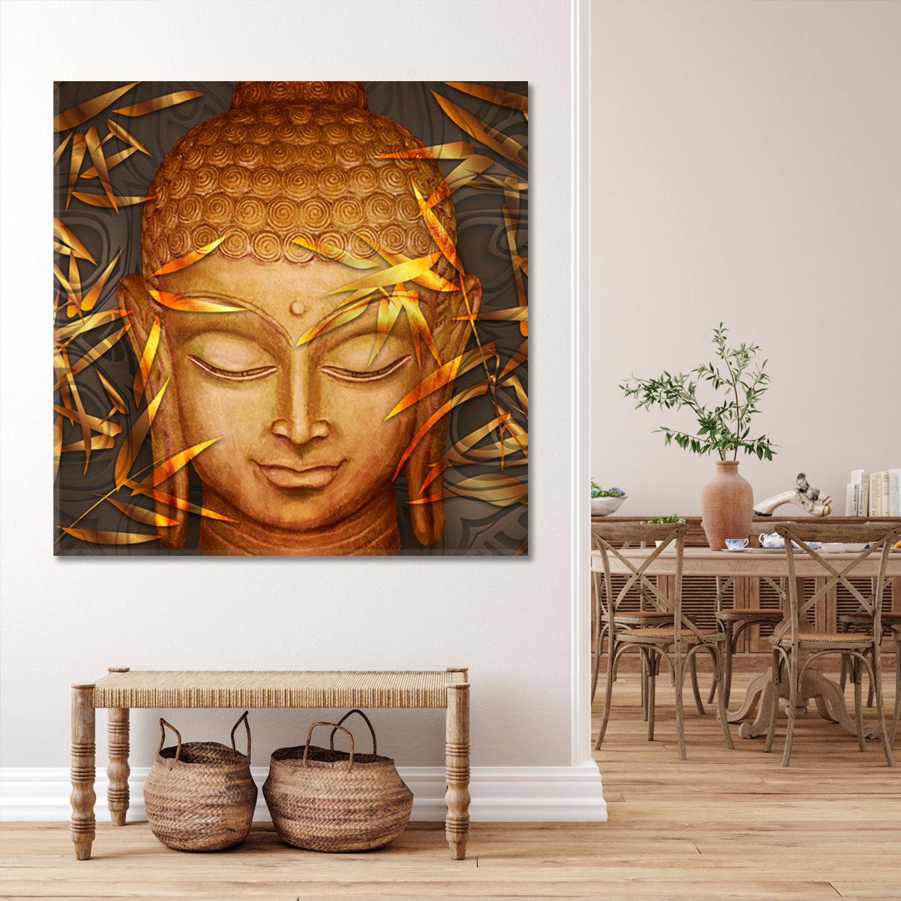 Buddha Beautiful Painting Religious Modern Art Artesty 1 Panel 12"x12" 