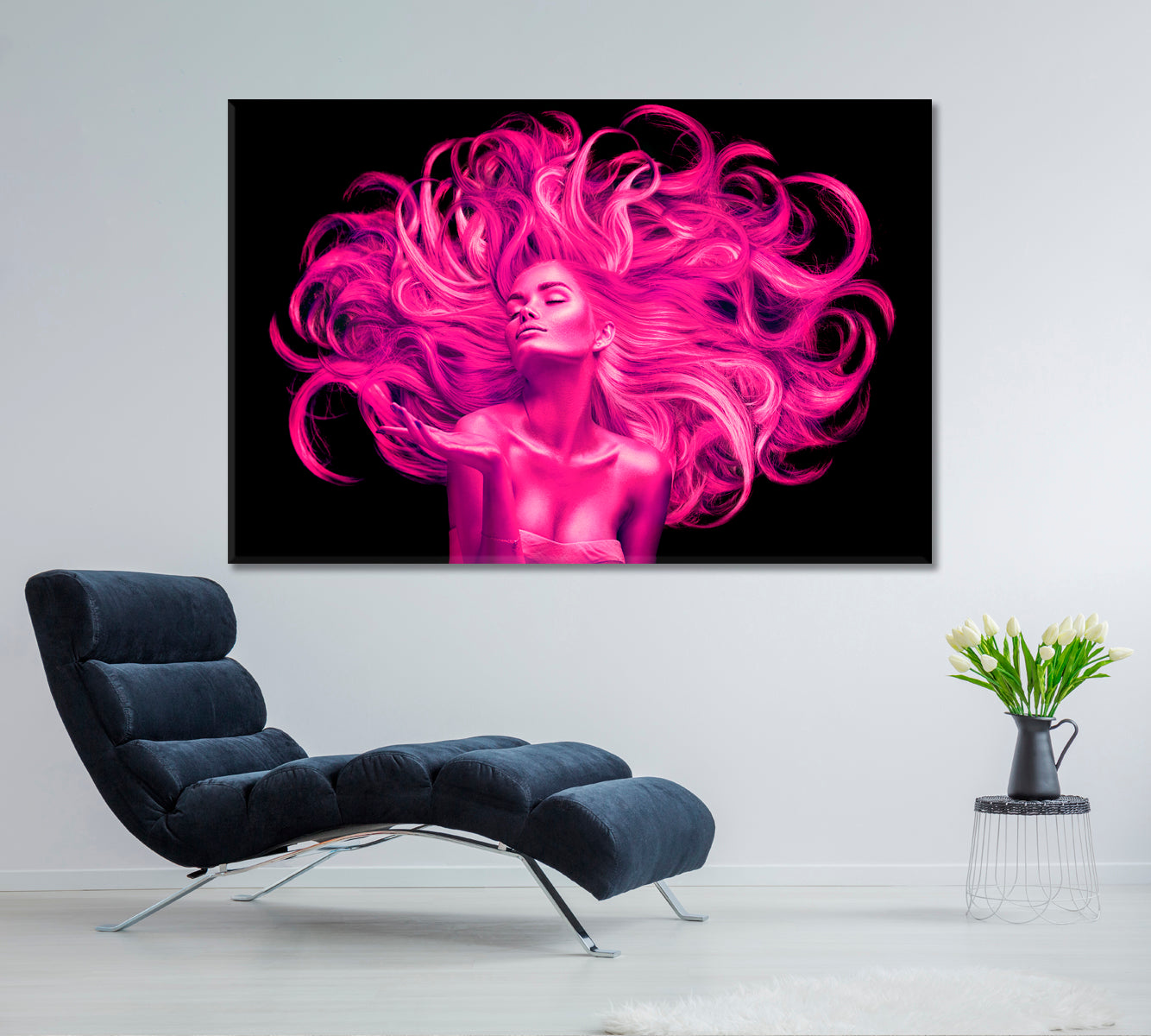 Pink Fluttering Hair Beautiful Woman Hairstyle Beauty Salon Concept Beauty Salon Artwork Prints Artesty   