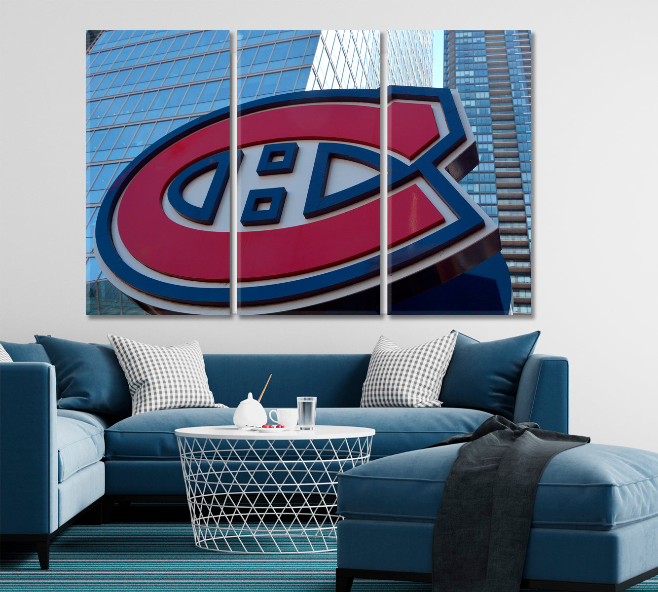 Canada Quebec Montreal Bell Centre Hall of Fame Canvas Print Famous Landmarks Artwork Print Artesty 3 panels 36" x 24" 