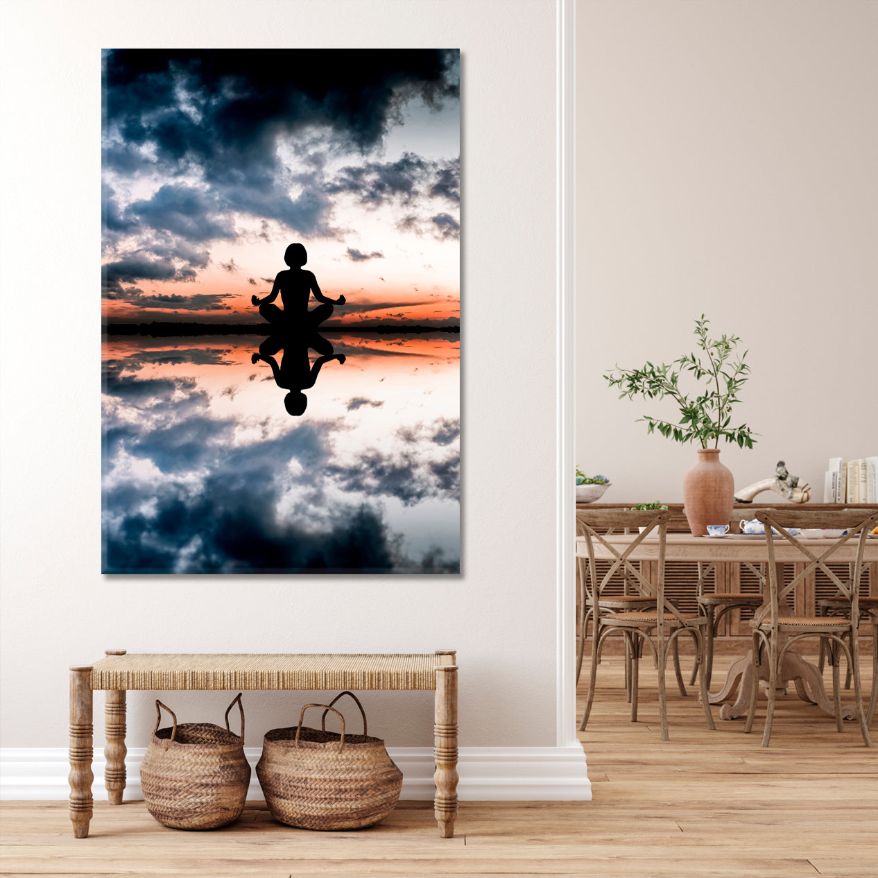 YOGA Sunset Woman on Sea Coast Landscape Spa, Zen Wall Canvas Art Artesty   